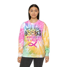 Load image into Gallery viewer, Check your boobs Unisex Tie-Dye Sweatshirt