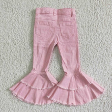 Load image into Gallery viewer, Children Pink Elastic Waistband Distressed Denim Pants(can c: 6-7T