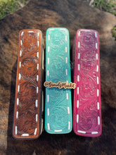 Load image into Gallery viewer, Tooled Leather & Cowhide Iron Straightener Holders: Black