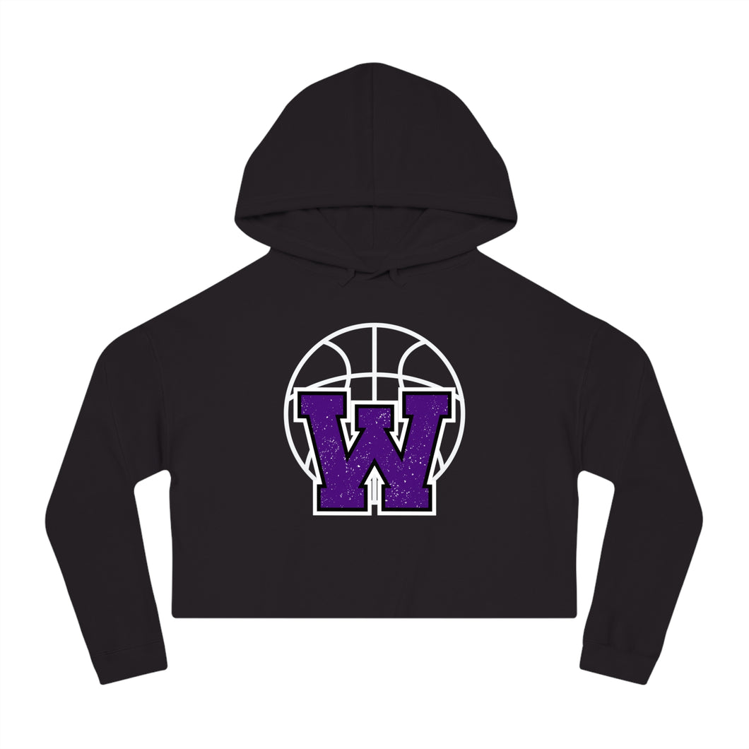 Winner Warrior Stylish Women's Cropped Hooded Sweatshirt with 'W' Basketball Design